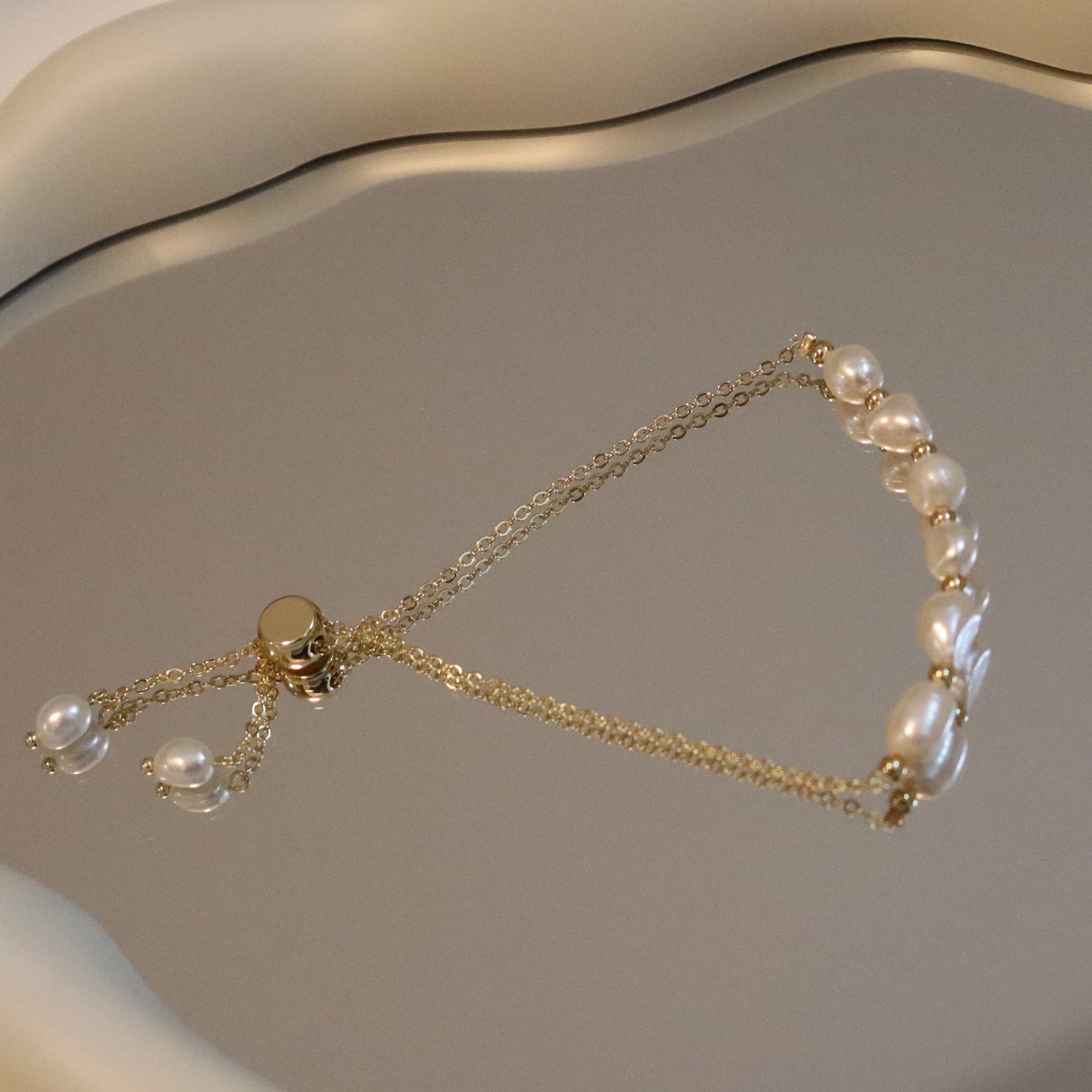 Golden Pearl Blossom Bracelet